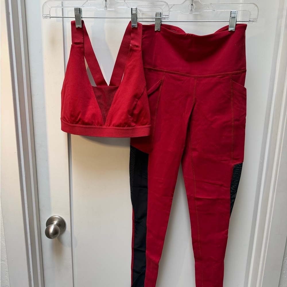 JoyLab Red and Black Leggings Set Small leggings Medium top